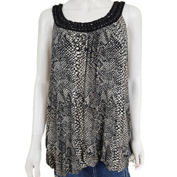 Lane Bryant Animal Print Faux Jeweled Neckline Sleeveless Blouson Size 22/24 - Picture 5 of 9